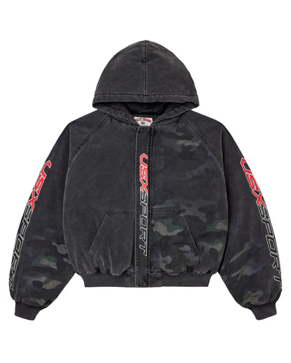 CAMO HOOD BOMBER